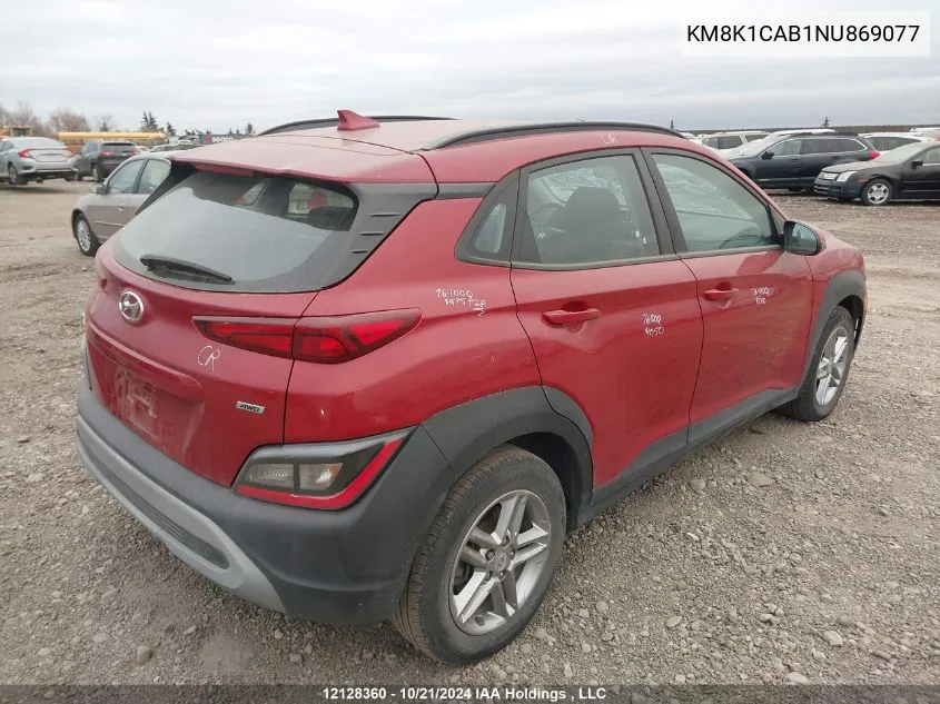 KM8K1CAB1NU869077 2022 Hyundai Kona Essential Awd Value Edition