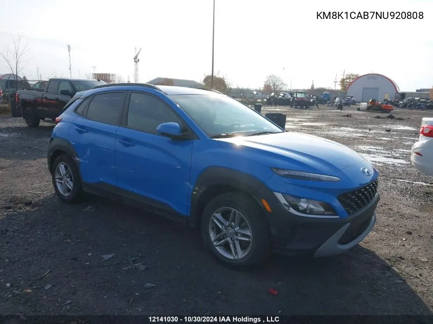 2022 Hyundai Kona Essential 4P Ti VIN: KM8K1CAB7NU920808 Lot: 12141030