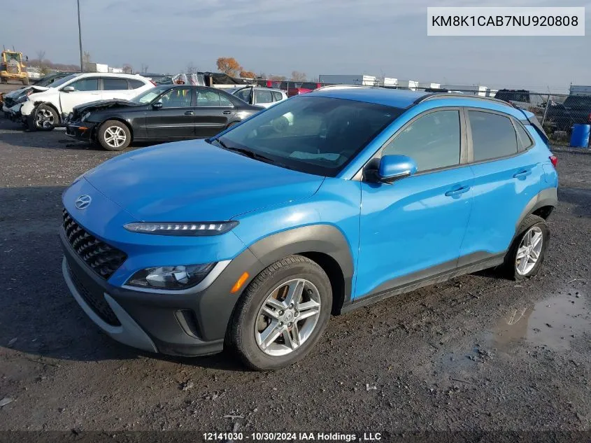 2022 Hyundai Kona Essential 4P Ti VIN: KM8K1CAB7NU920808 Lot: 12141030