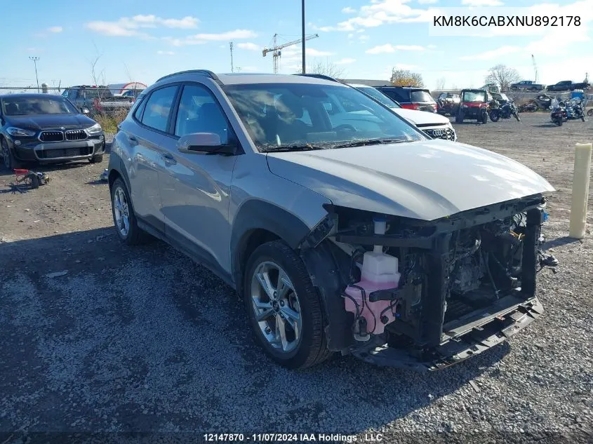 2022 Hyundai Kona Preferred Awd With Sun And Leather Package VIN: KM8K6CABXNU892178 Lot: 12147870