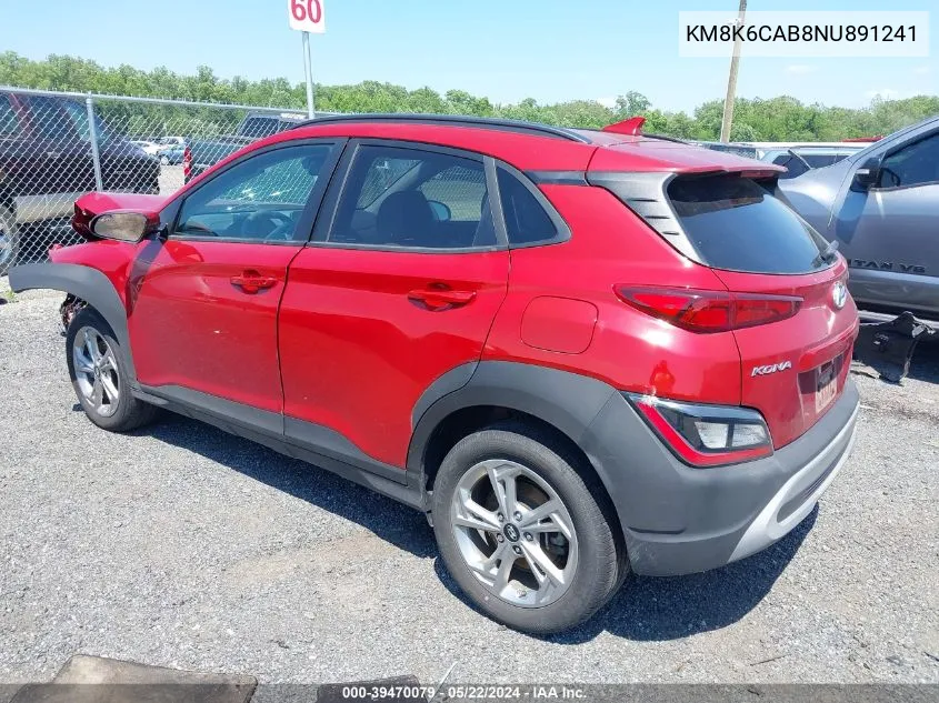 2022 Hyundai Kona Sel VIN: KM8K6CAB8NU891241 Lot: 39470079