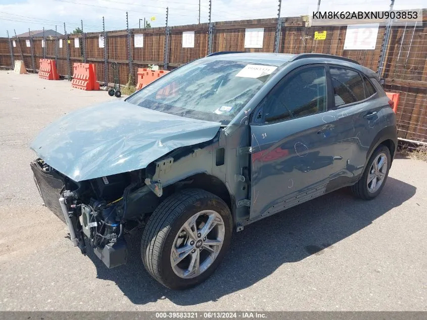 2022 Hyundai Kona Sel VIN: KM8K62ABXNU903853 Lot: 39583321