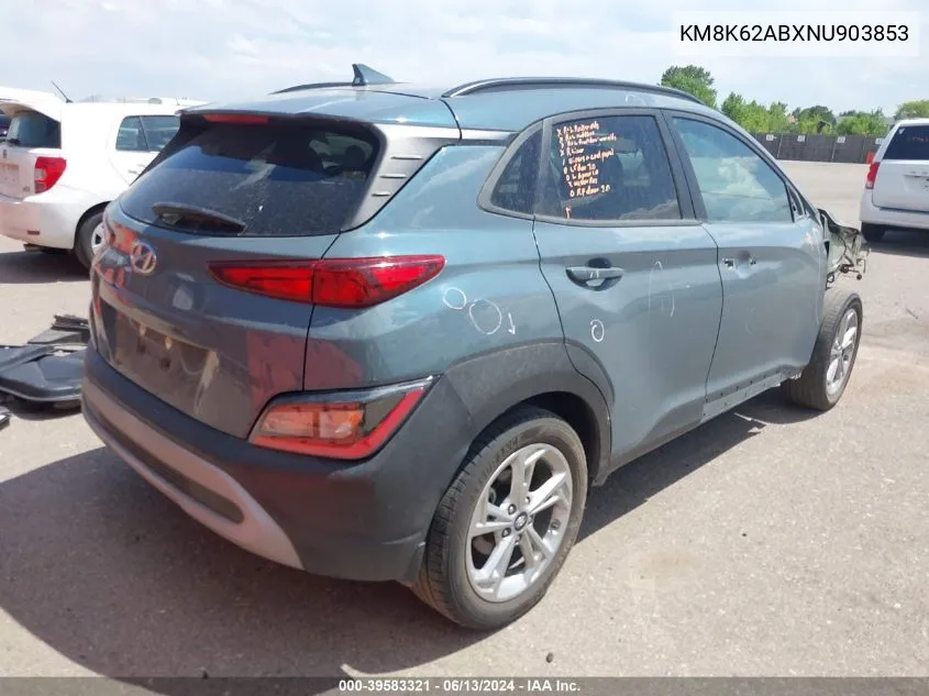 KM8K62ABXNU903853 2022 Hyundai Kona Sel