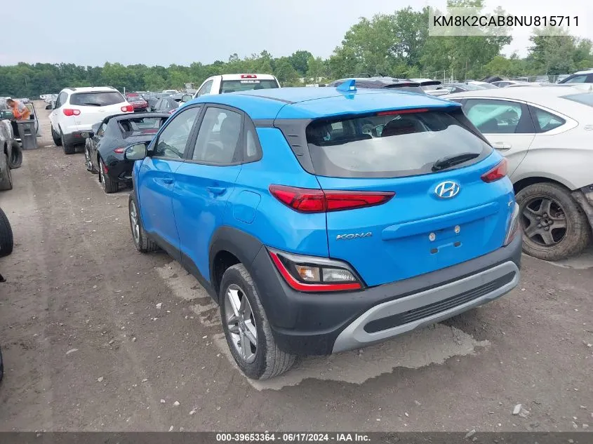 KM8K2CAB8NU815711 2022 Hyundai Kona Se