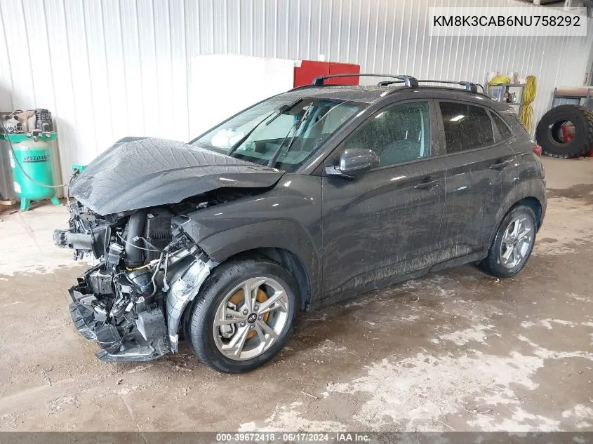 KM8K3CAB6NU758292 2022 Hyundai Kona Sel