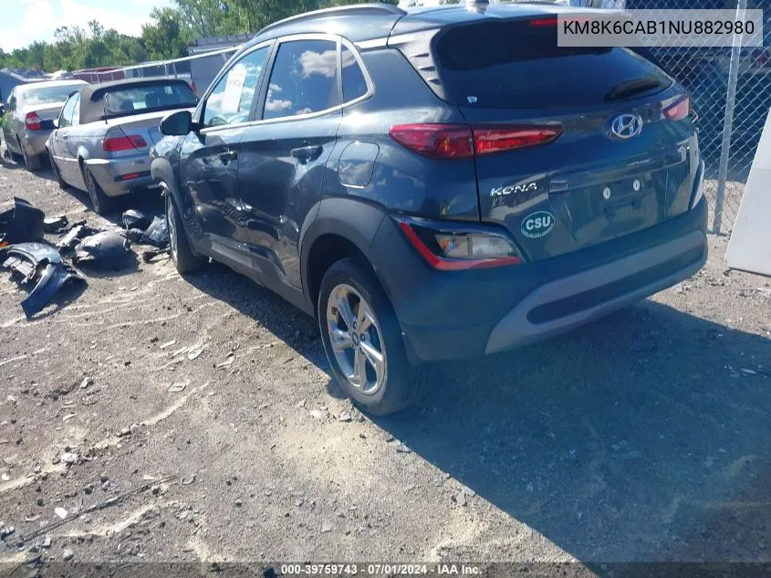 2022 Hyundai Kona Sel VIN: KM8K6CAB1NU882980 Lot: 39759743