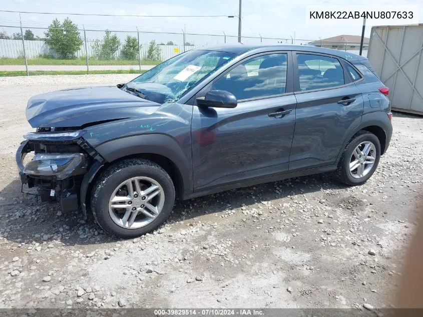 KM8K22AB4NU807633 2022 Hyundai Kona Se