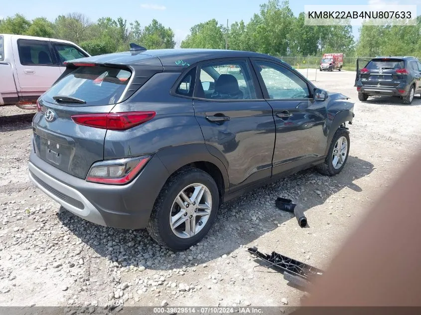 KM8K22AB4NU807633 2022 Hyundai Kona Se