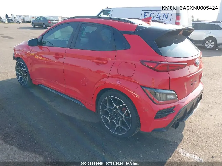 KM8KH3ACXNU005424 2022 Hyundai Kona N