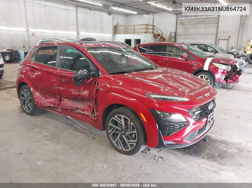 2022 Hyundai Kona N Line VIN: KM8K33A31NU864724 Lot: 40035967