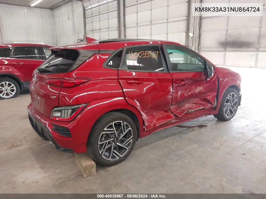 KM8K33A31NU864724 2022 Hyundai Kona N Line