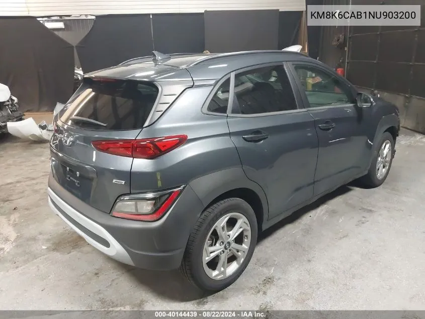 2022 Hyundai Kona Sel VIN: KM8K6CAB1NU903200 Lot: 40144439