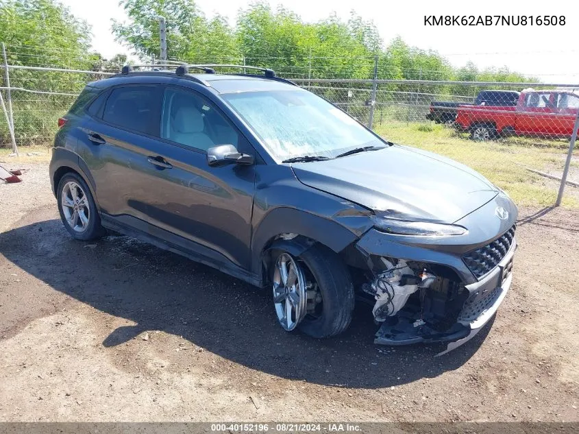 KM8K62AB7NU816508 2022 Hyundai Kona Sel