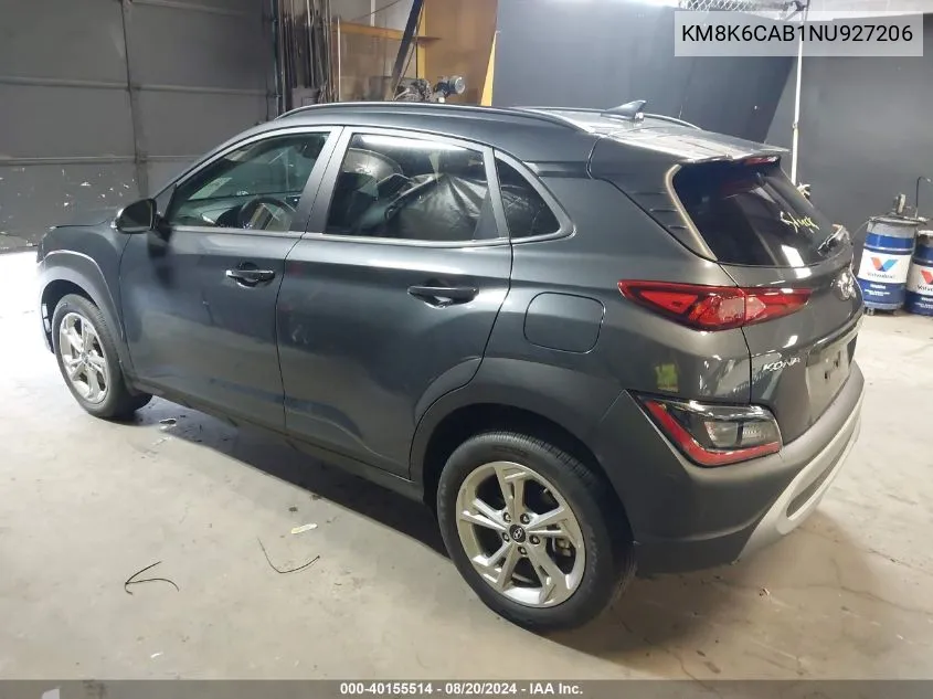 2022 Hyundai Kona Sel VIN: KM8K6CAB1NU927206 Lot: 40155514