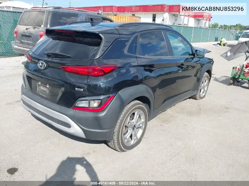 2022 Hyundai Kona Sel VIN: KM8K6CAB8NU853296 Lot: 40161409