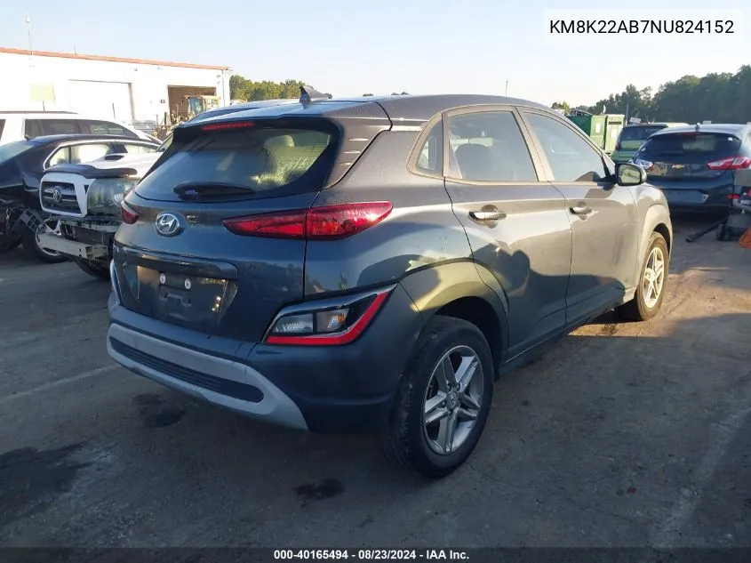 2022 Hyundai Kona Se VIN: KM8K22AB7NU824152 Lot: 40165494