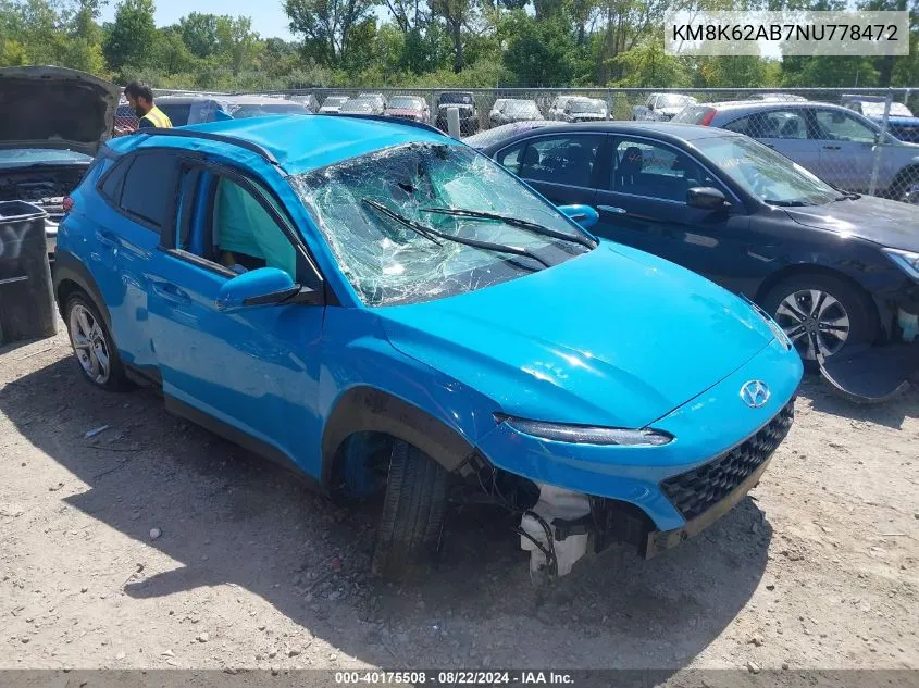 KM8K62AB7NU778472 2022 Hyundai Kona Sel