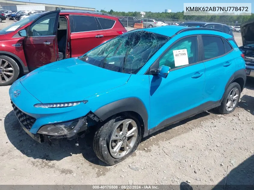 KM8K62AB7NU778472 2022 Hyundai Kona Sel