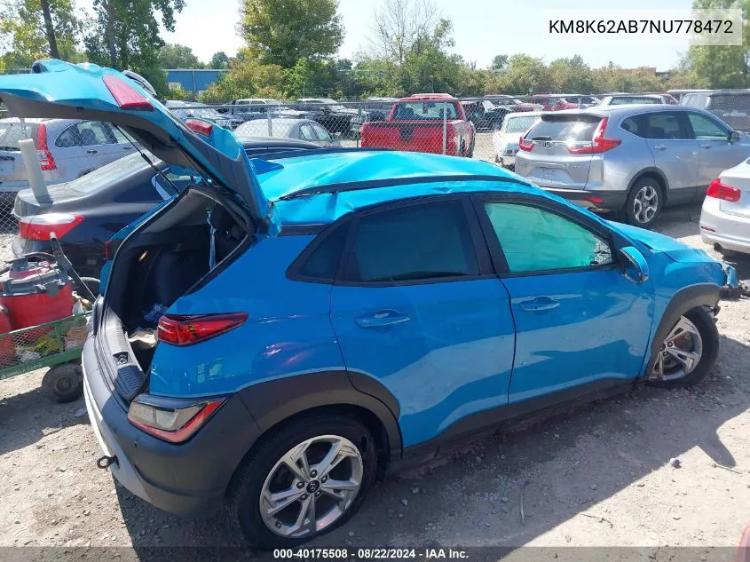 KM8K62AB7NU778472 2022 Hyundai Kona Sel