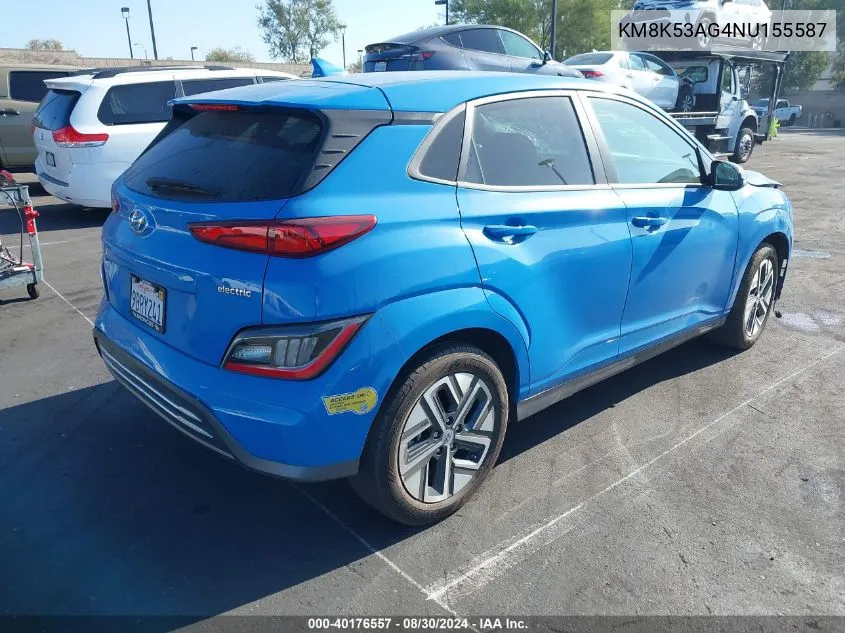 KM8K53AG4NU155587 2022 Hyundai Kona Electric Limited