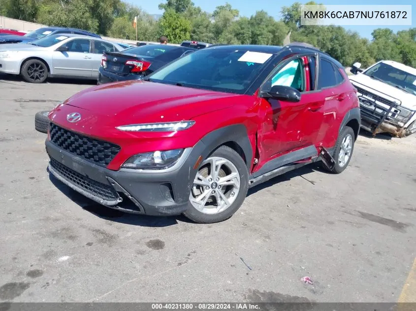 2022 Hyundai Kona Sel VIN: KM8K6CAB7NU761872 Lot: 40231380