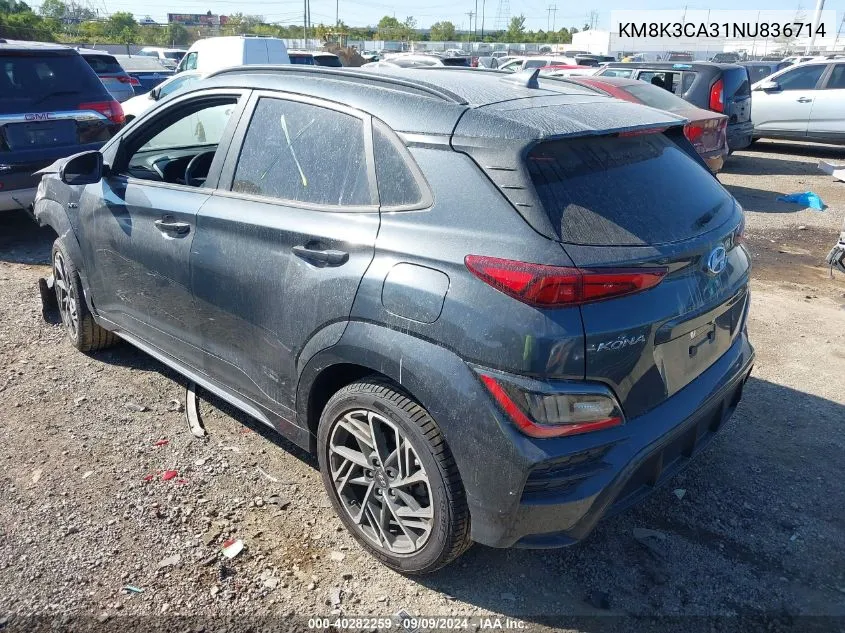 2022 Hyundai Kona N Line VIN: KM8K3CA31NU836714 Lot: 40282259