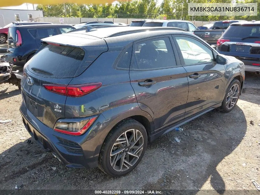 2022 Hyundai Kona N Line VIN: KM8K3CA31NU836714 Lot: 40282259