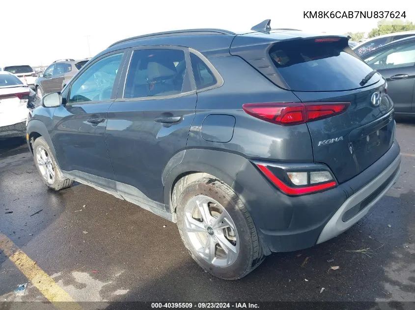 2022 Hyundai Kona Sel VIN: KM8K6CAB7NU837624 Lot: 40395509