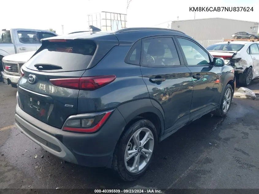 2022 Hyundai Kona Sel VIN: KM8K6CAB7NU837624 Lot: 40395509