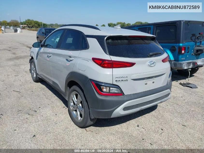 2022 Hyundai Kona Sel VIN: KM8K6CAB8NU872589 Lot: 40398139