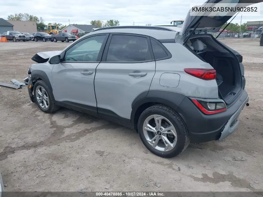 2022 Hyundai Kona Sel VIN: KM8K3CAB5NU902852 Lot: 40478885