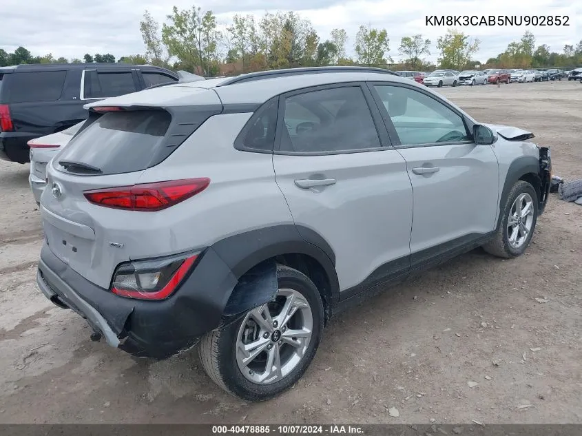 2022 Hyundai Kona Sel VIN: KM8K3CAB5NU902852 Lot: 40478885