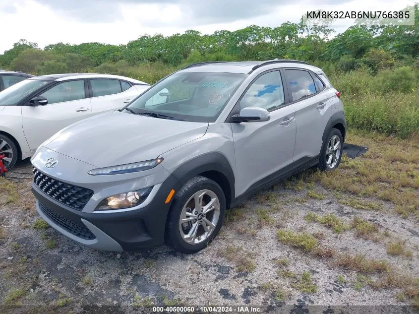 2022 Hyundai Kona Sel VIN: KM8K32AB6NU766385 Lot: 40500060