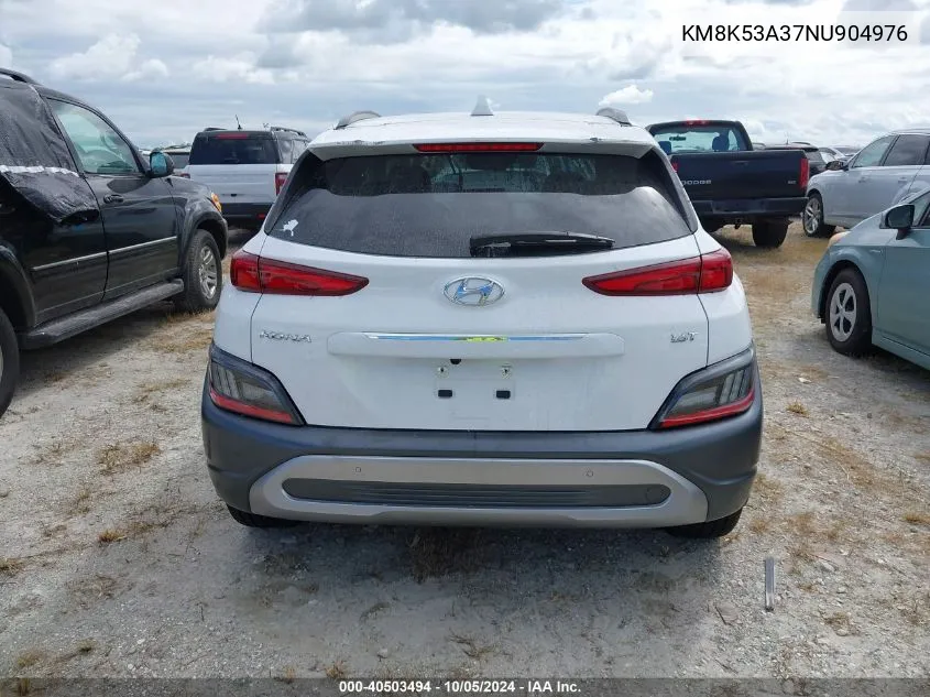 2022 Hyundai Kona Limited VIN: KM8K53A37NU904976 Lot: 40503494