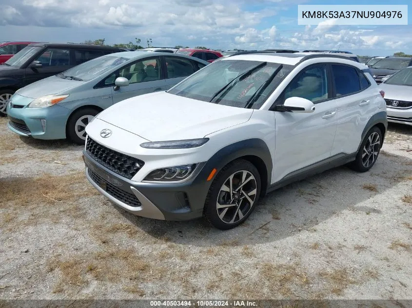 2022 Hyundai Kona Limited VIN: KM8K53A37NU904976 Lot: 40503494