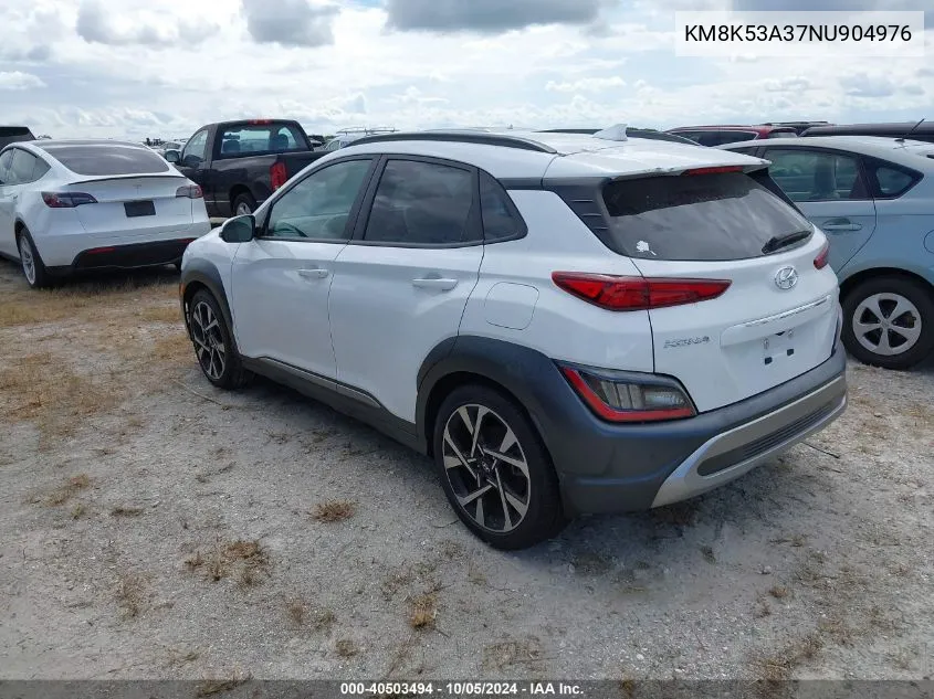 2022 Hyundai Kona Limited VIN: KM8K53A37NU904976 Lot: 40503494