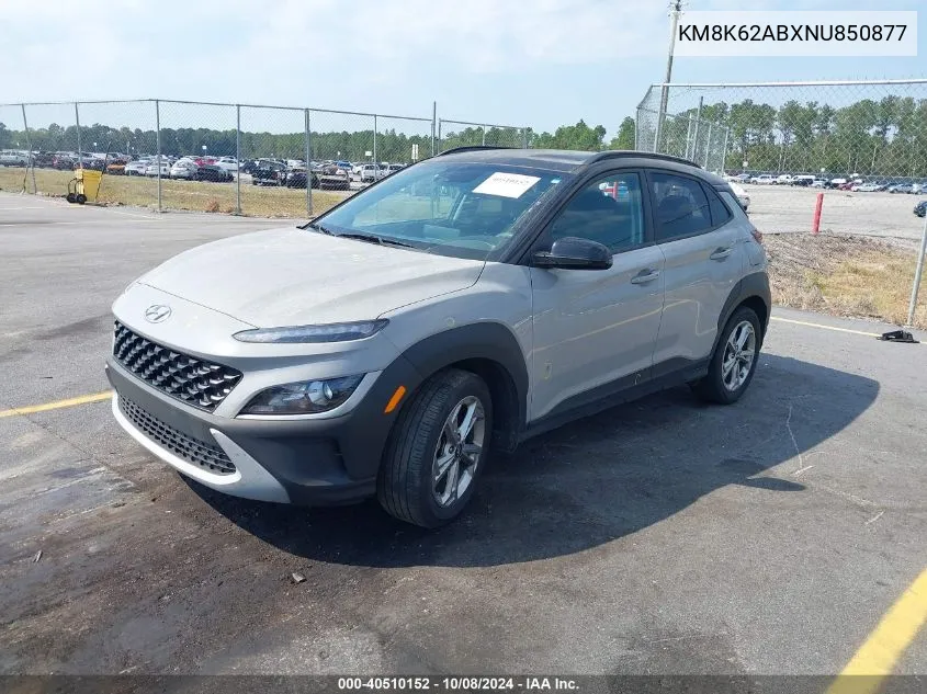 2022 Hyundai Kona Sel VIN: KM8K62ABXNU850877 Lot: 40510152