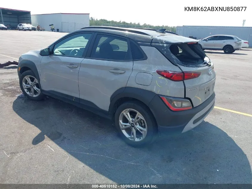 2022 Hyundai Kona Sel VIN: KM8K62ABXNU850877 Lot: 40510152