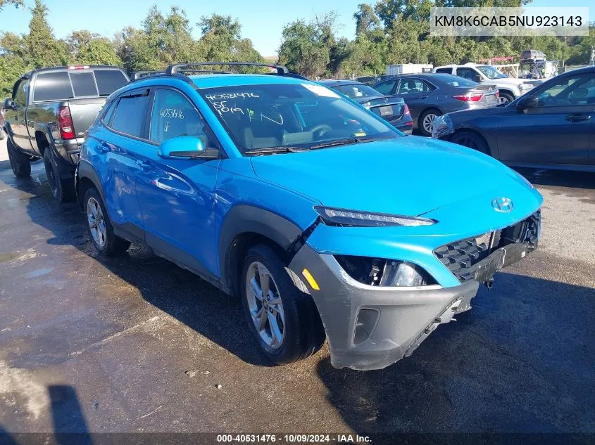 2022 Hyundai Kona Sel VIN: KM8K6CAB5NU923143 Lot: 40531476