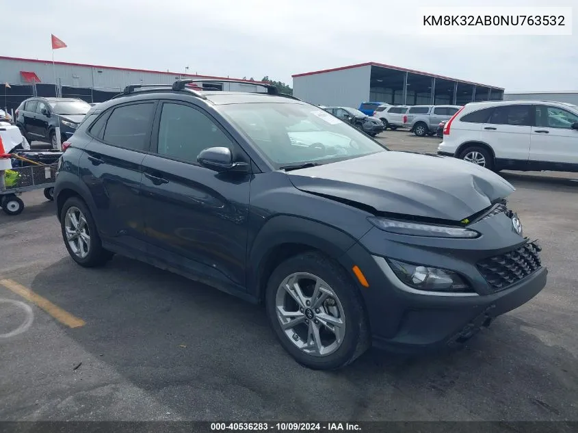 2022 Hyundai Kona Sel VIN: KM8K32AB0NU763532 Lot: 40536283