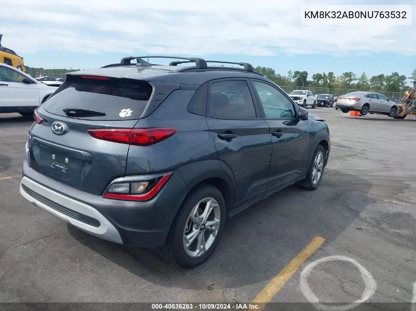 2022 Hyundai Kona Sel VIN: KM8K32AB0NU763532 Lot: 40536283