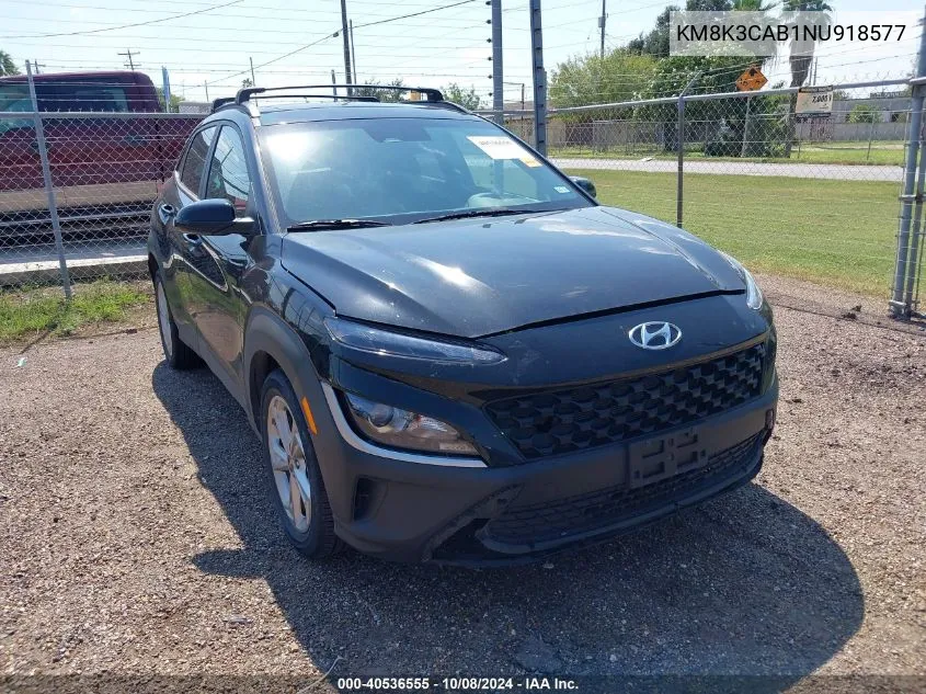 2022 Hyundai Kona Sel VIN: KM8K3CAB1NU918577 Lot: 40536555