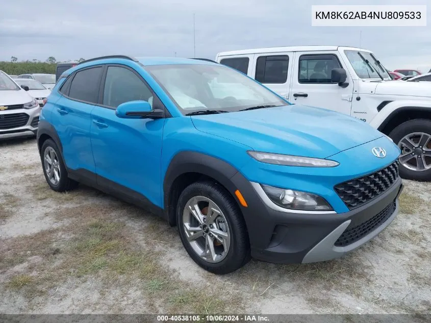 2022 Hyundai Kona Sel VIN: KM8K62AB4NU809533 Lot: 40538105