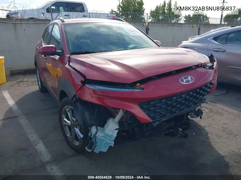 2022 Hyundai Kona Sel VIN: KM8K32AB5NU856837 Lot: 40554528