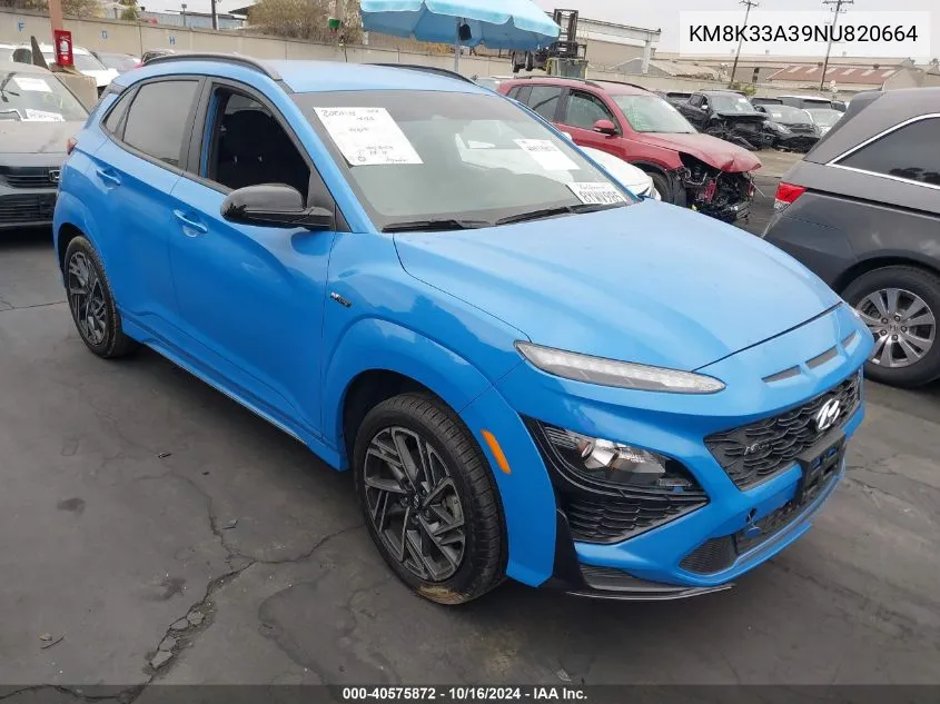 2022 Hyundai Kona N Line VIN: KM8K33A39NU820664 Lot: 40575872