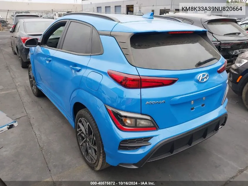 2022 Hyundai Kona N Line VIN: KM8K33A39NU820664 Lot: 40575872