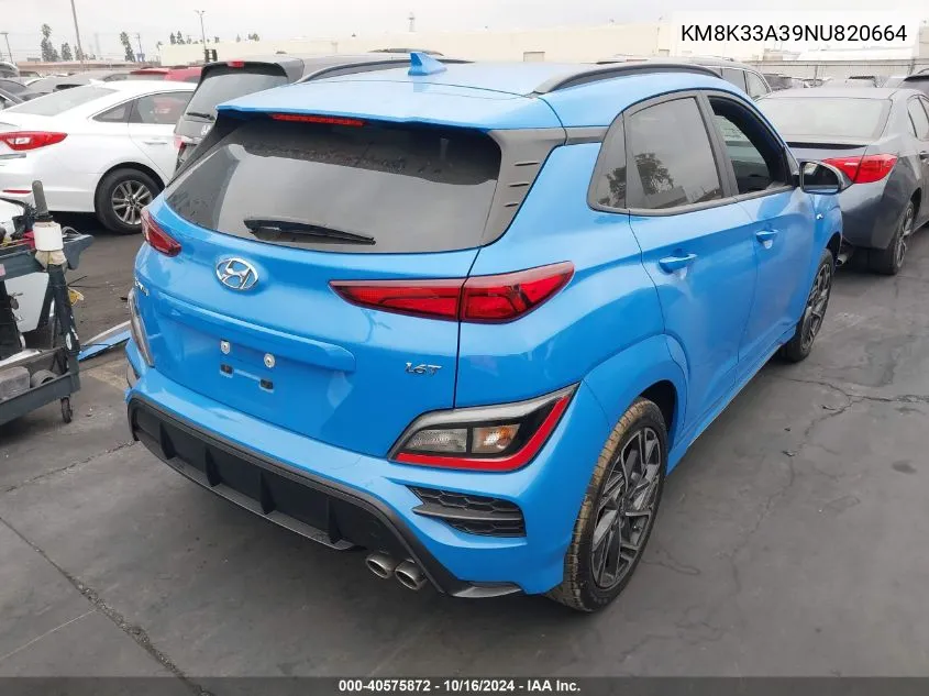 2022 Hyundai Kona N Line VIN: KM8K33A39NU820664 Lot: 40575872