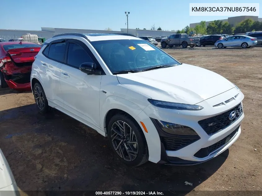 2022 Hyundai Kona N Line VIN: KM8K3CA37NU867546 Lot: 40577290