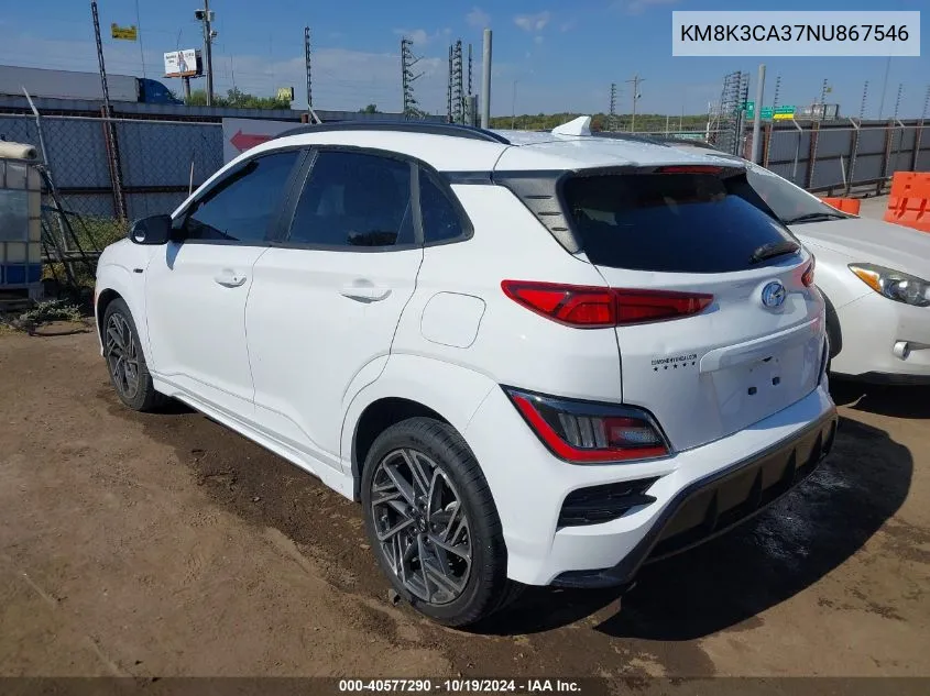 KM8K3CA37NU867546 2022 Hyundai Kona N Line