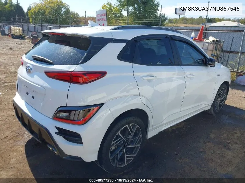 2022 Hyundai Kona N Line VIN: KM8K3CA37NU867546 Lot: 40577290